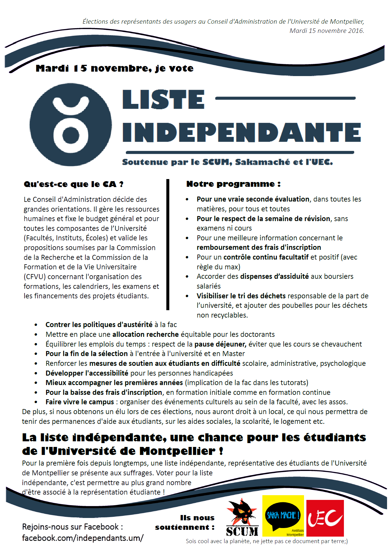 Profession de foi pour le Conseil d'Administration